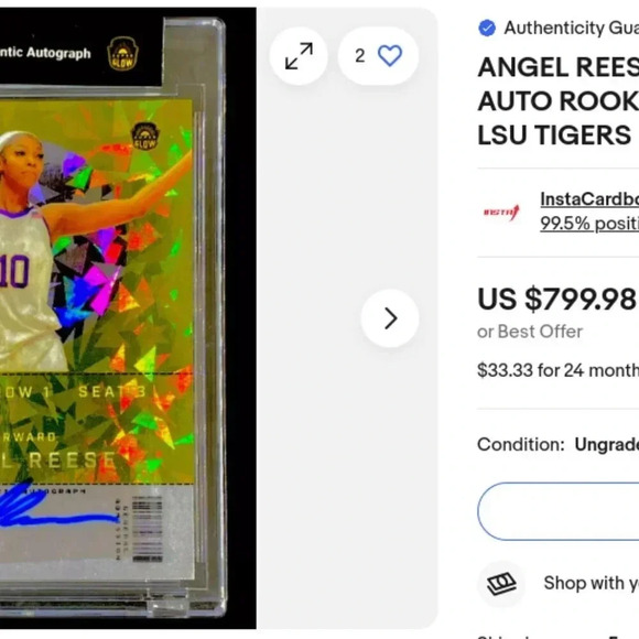 Angel Reese 2022 Superglow 1st Ever True 1/1 Gold Vinyl Wave SuperFractor Auto - Picture 4 of 5